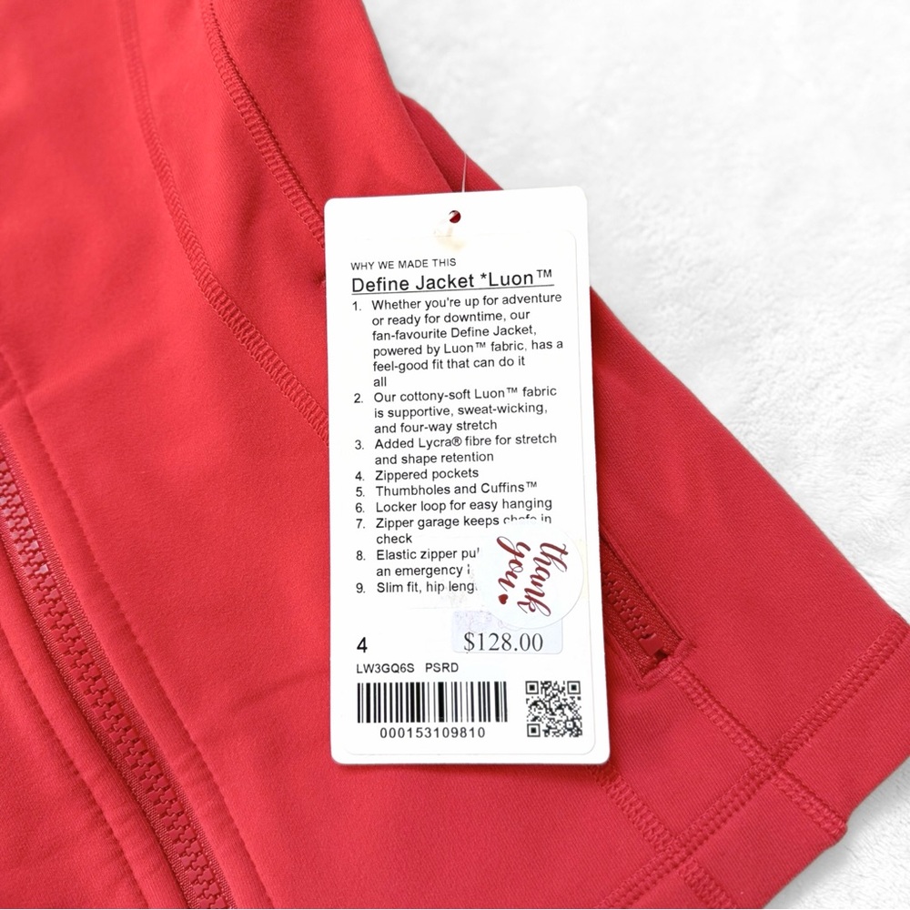NWT Lululemon Define Jacket Luon — Persian Red — Size 4 — RARE (2018 Release) 🦄 - Picture 3 of 12